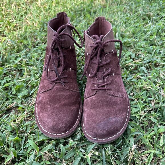 Clarks Collection Tamitha Boots Womens 7 M Purple Suede‎ Leather Lace Up Ankle - Picture 1 of 10